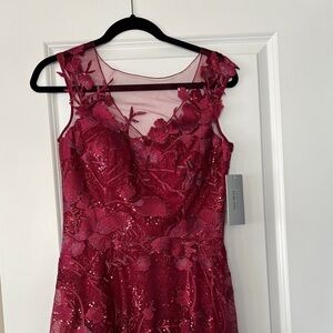 TERI JON floral embroidery w sequins midi dress